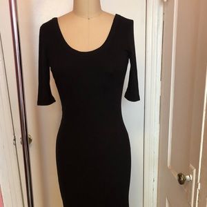 3/4 sleeve rib midi dress